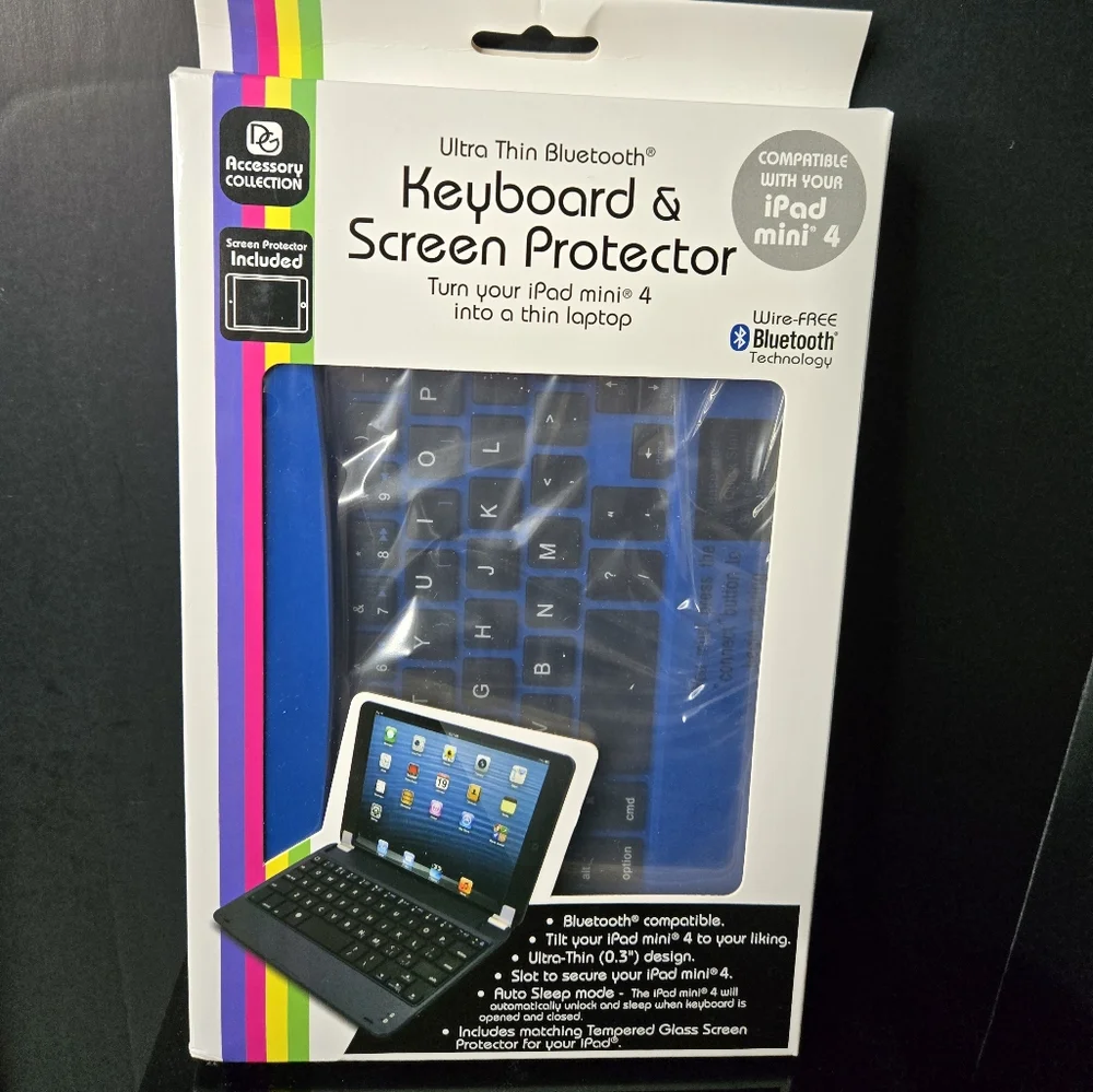 Ultra Thin Bluetooth Keyboard & Screen Protector for iPad Mini 4